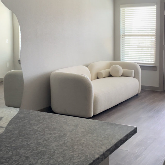 AllModern Katrien 93'' Japandi Style Luxury Modern Boucle Fabric